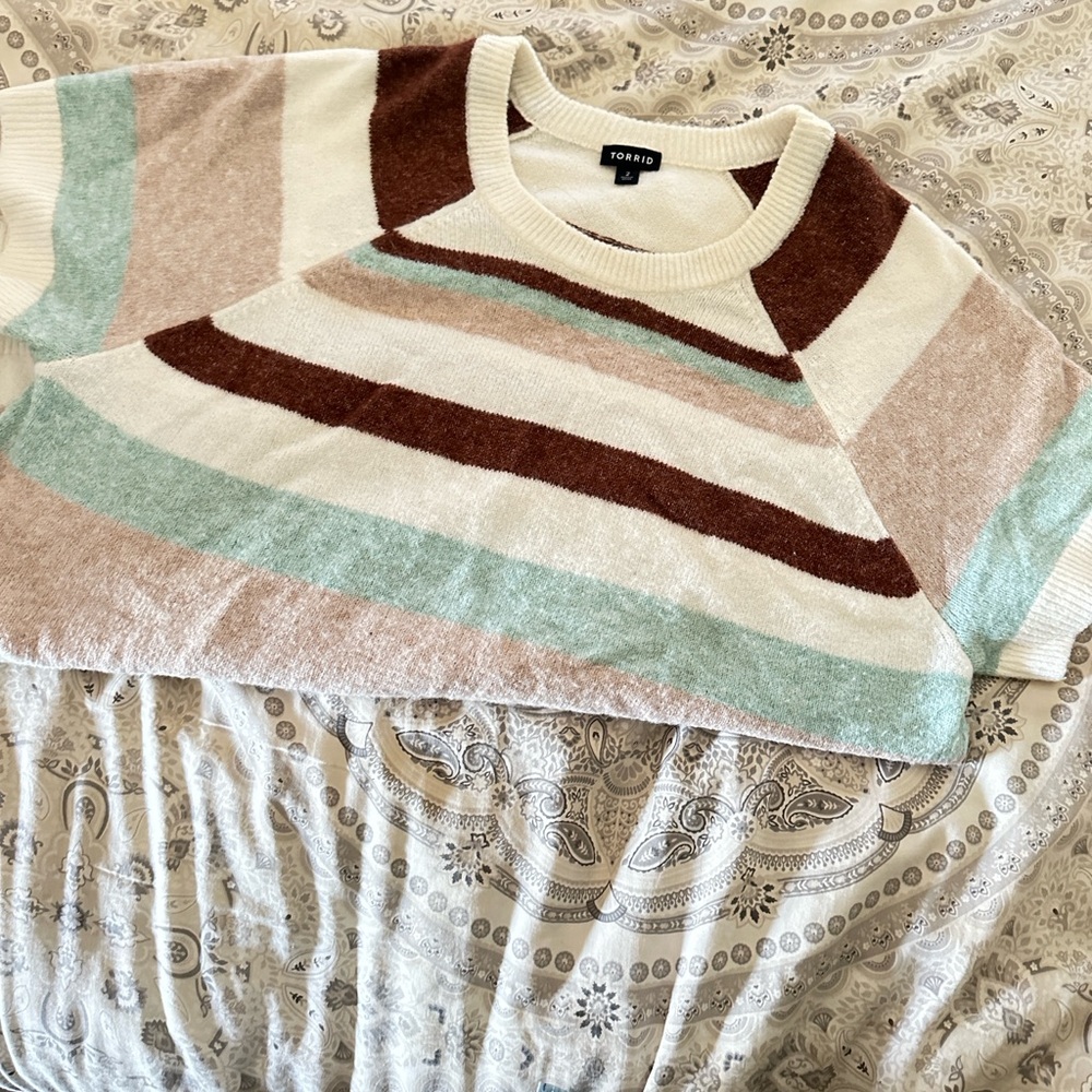 Torrid Cream and Brown Knit Top